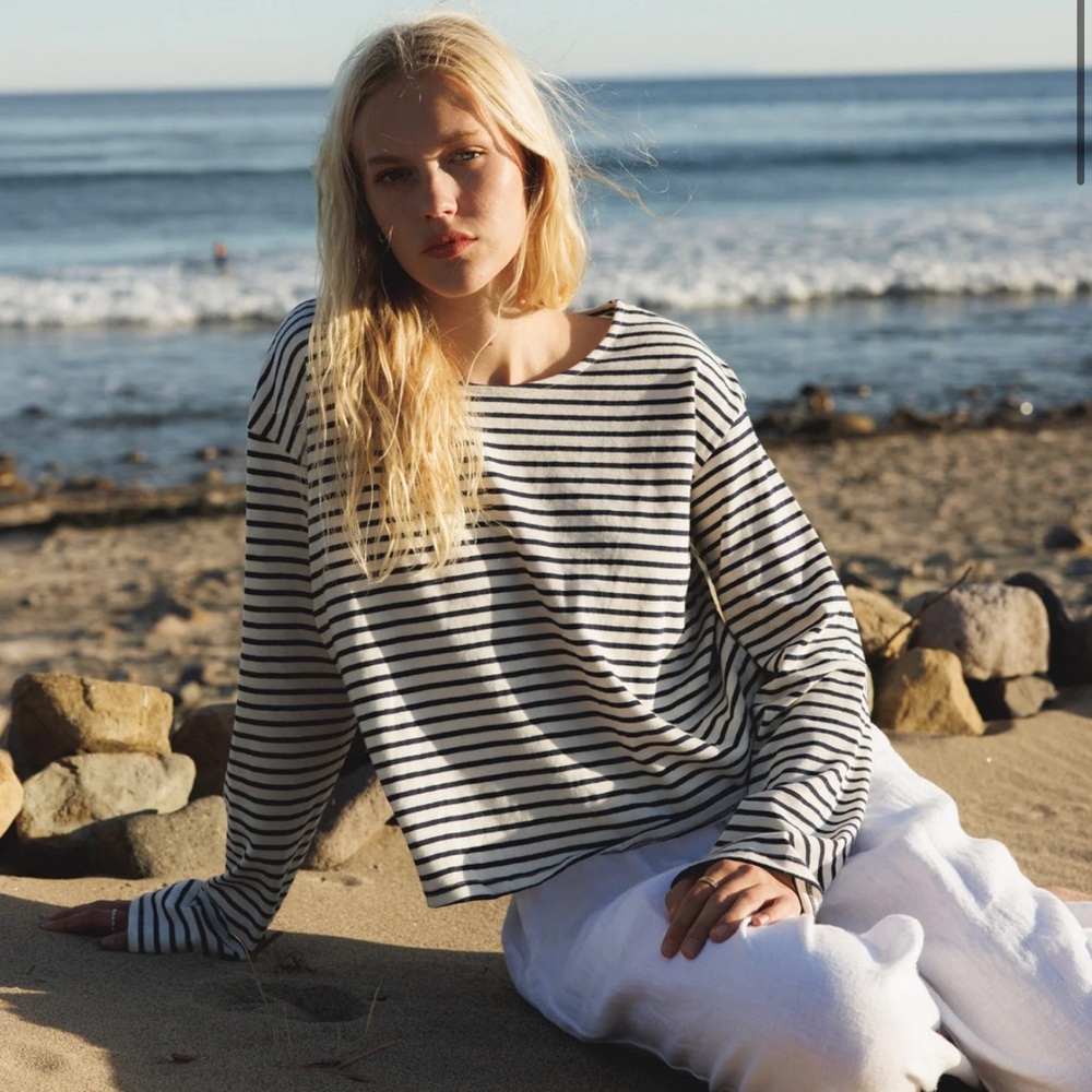 Classic Striped Long Sleeve Top - Black and White